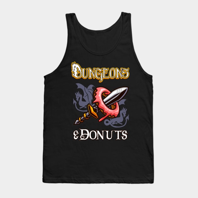 Dungeons & Donuts Funny RPG Roleplaying Fantasy Tank Top by Foxxy Merch